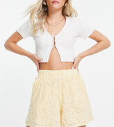 Thumbnail for your product : Y.A.S organic cotton co-ord shorts with broidery detail in pale yellow