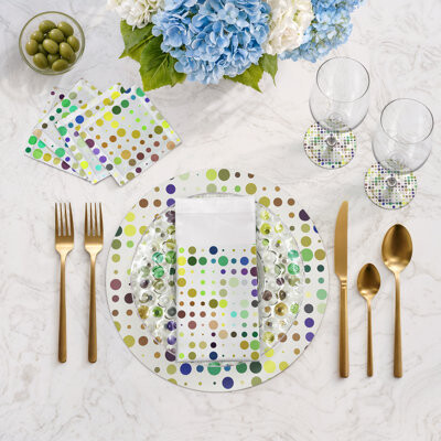 Nicolette Mayer Mod Confetti Vegan Leather Round Pebble Placemat