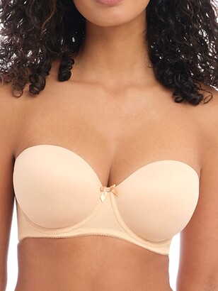 Womens Seamless Underwire Bandeau Minimizer Strapless Bra For Big Busted  Women Cotton Apricot Heather 32C