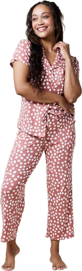 Softies Aria - Slim Notch Collar Top and Capri Pant Sleepwear Set