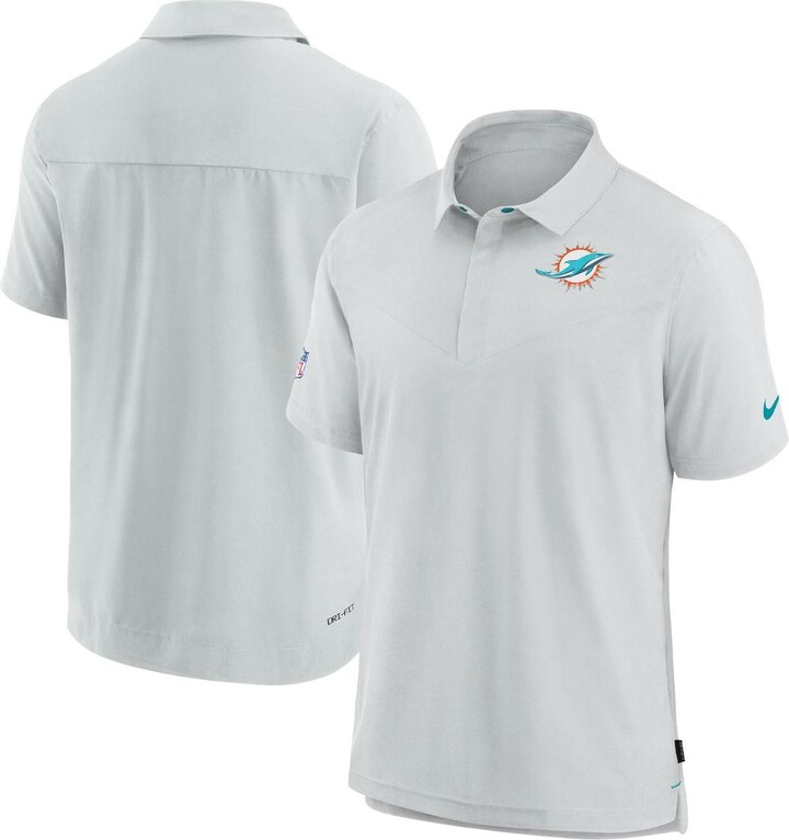 Nike Men's Miami Dolphins Sideline Lockup Performance Polo - White, Aqua