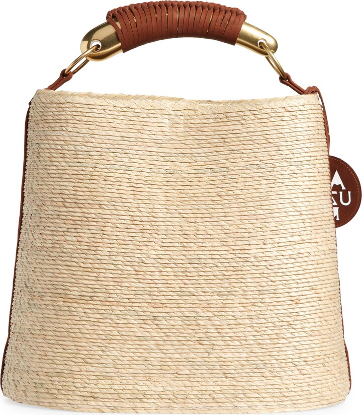 Altuzarra Watermill Top Handle Straw Bucket Tote