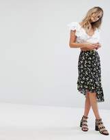 Thumbnail for your product : Missguided Aysmetric Hem Floral Midi Skirt