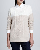 Thumbnail for your product : Neiman Marcus Colorblock Cashmere Cable Knit