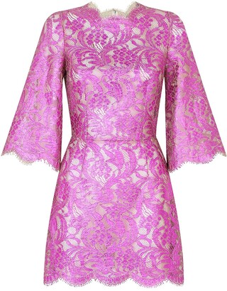 Save 7% Womens Clothing Dresses Casual and day dresses Dolce & Gabbana Lace Dress in Pink 