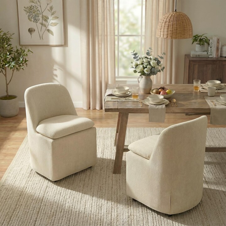 KISLOT Upholstered Dining Chairs with Casters