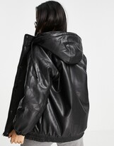 Thumbnail for your product : ASOS Petite ASOS DESIGN Petite quilted faux-leather bomber jacket in black