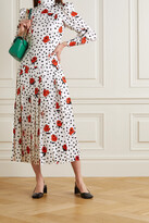 Thumbnail for your product : Alessandra Rich Pleated Printed Silk-jacquard Midi Dress - White