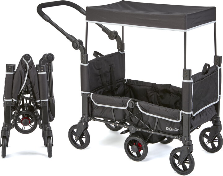 Kolcraft Cloud 360 Lightweight Double Baby Stroller Wagon, Black