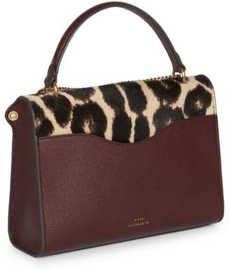 Anya Hindmarch Leopard-Print Calf Hair Top Handle Box Bag