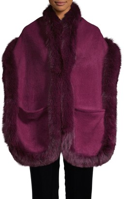 La Fiorentina Fox Fur-Trim Wool-Blend Wrap
