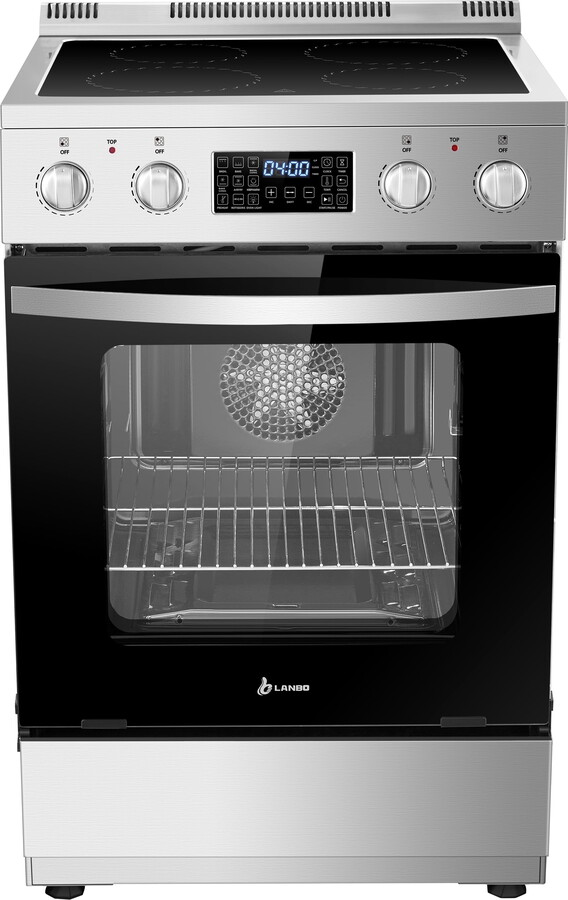 Lanbo 24 inch 2.9 CU.ft Freestanding Electric Range with Air Fry, Rotisserie and True Convection Oven