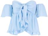 Thumbnail for your product : boohoo Woven Ruffle Tie Front Crop