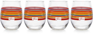 Fiesta Scarlet Stripe Set of 4 Stemless Wine Glasses