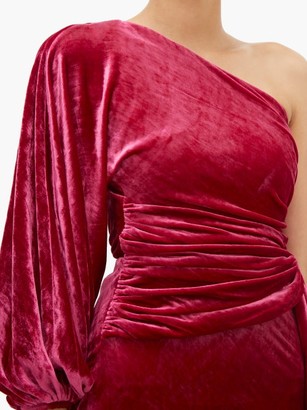 Maria Lucia Hohan Amaris One-shoulder Velvet Dress - Dark Pink