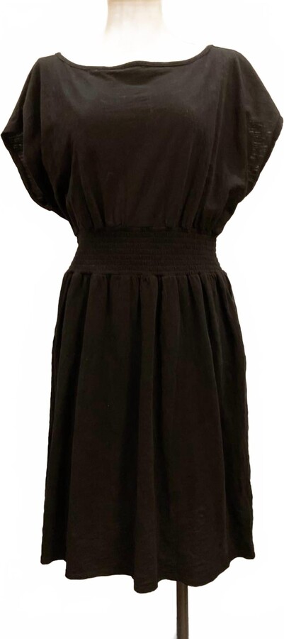 Mod-o-doc Women's Short Dolman Smocked Waist Dress In Black