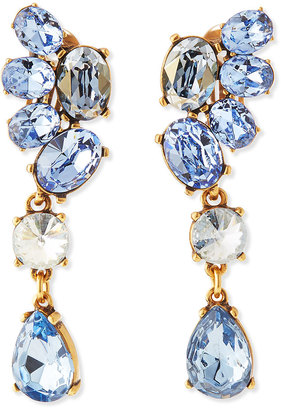 Oscar de la Renta Asymmetric Crystal Earrings, Blue