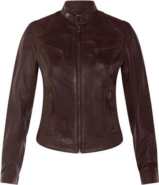 Infinity Leather Women's Classic Tan Real Leather Biker Moto Fashion Slim  Fit Jacket M - ShopStyle