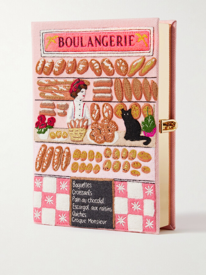 Olympia Le-Tan Boulangerie Embroidered Appliquéd Canvas Clutch