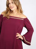 Thumbnail for your product : Evans **Lovedrobe Berry Red Bardot Tunic Dress