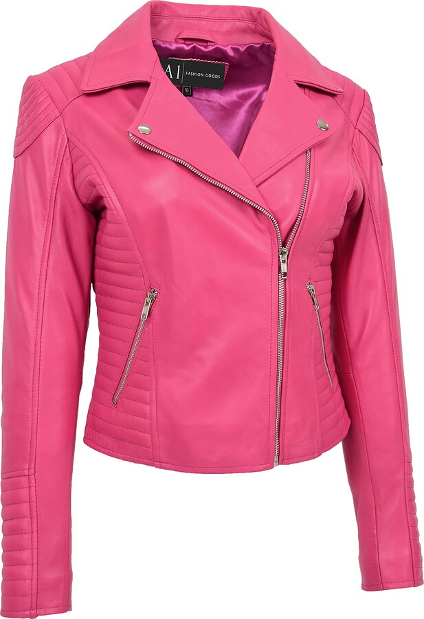 Women's Pink Leather Faux Leather Jackets ShopStyle UK