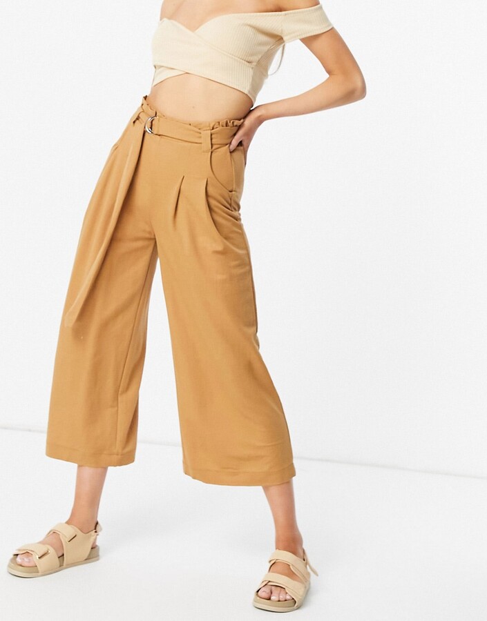 Vero Moda culotte trouser in tan - ShopStyle