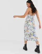 Thumbnail for your product : Reclaimed Vintage inspired midi dress with cowl neck in japanese print