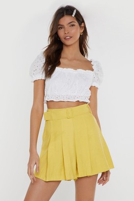 Nasty Gal Womens Not What You Skort Belted Shorts - Yellow - L