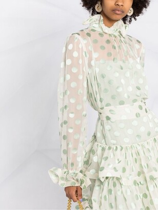 Zimmermann Sheer-Panel Polka-Dot Silk Dress