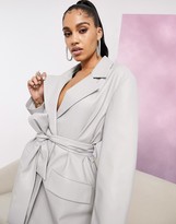 Thumbnail for your product : ASOS DESIGN glam leather-look jacket in grey