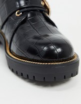 Thumbnail for your product : ASOS DESIGN Aubrey hiker lace up boots in black croc