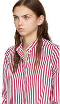 Thumbnail for your product : Alexander McQueen Burgundy and White Slash Cuff Striped Shirt