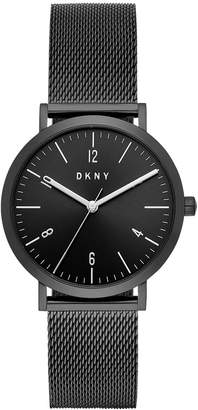 DKNY Women Minetta Black Stainless Steel Mesh Bracelet Watch 36mm