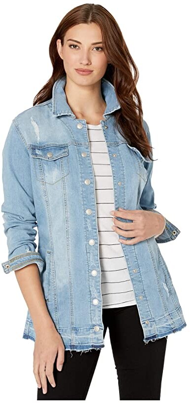 maxi distressed denim jacket