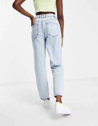 Pimkie high waisted mom jeans in bleach blue - ShopStyle