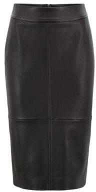 BOSS Hugo Lambskin-leather pencil skirt paneled structure 4 Black