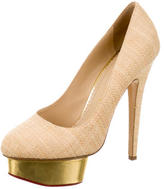 Thumbnail for your product : Charlotte Olympia Straw Platform Dolly Pumps