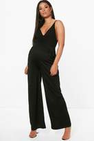 Thumbnail for your product : boohoo Maternity Amy Wide Leg Pleat Front Trouser