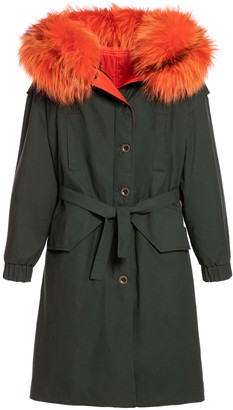 Mr & Mrs Italy Reversible Boxy Parka A-line With Fox Fur