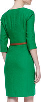 Thumbnail for your product : Kay Unger New York 3/4-Sleeve Belted V-Neck Dress