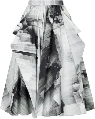 Alexander McQueen Trompe L'oeil cotton midi skirt