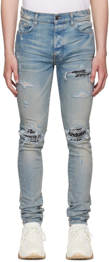 Amiri Blue MX1 Bandana Jeans - ShopStyle