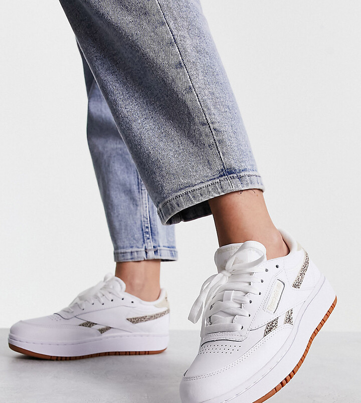 Reebok Club C Double sneakers in white and leopard - Exclusive to ASOS - ShopStyle