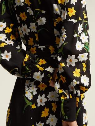 Andrew Gn Daffodil-print Silk Midi Dress - Womens - Black Print