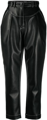 high rise leather trousers