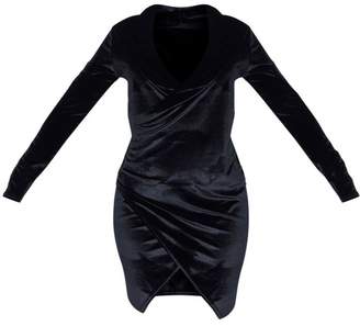 PrettyLittleThing Shape Black Velvet Blazer Dress
