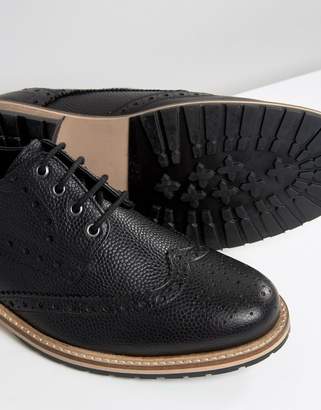 Frank Wright Milled Brogues In Black Leather