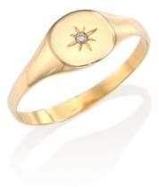 Jacquie Aiche Burst Diamond & 14K Yellow Gold Signet Ring
