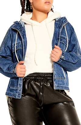 lined denim jacket with hood