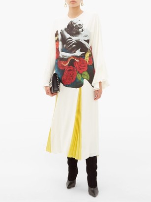 Valentino Lovers-print Silk-georgette Dress - White Print